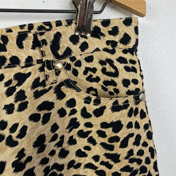 See By Chloe Cheetah Animal Print Denim Skirt Size 8 Below Knee A-Line Zip Front - Picture 5 of 14
